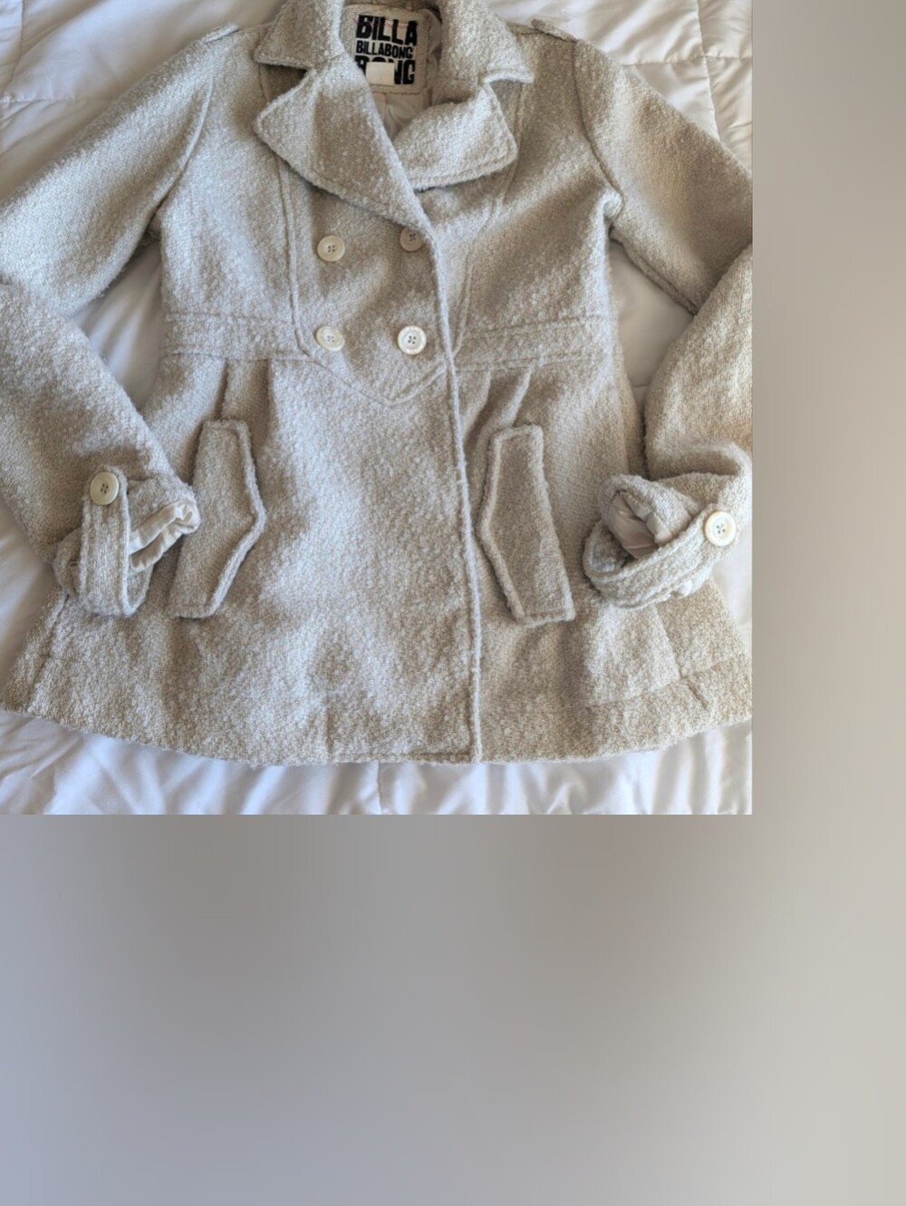 Billabong Cream Bouclé Double-Breasted Women's Peacoat